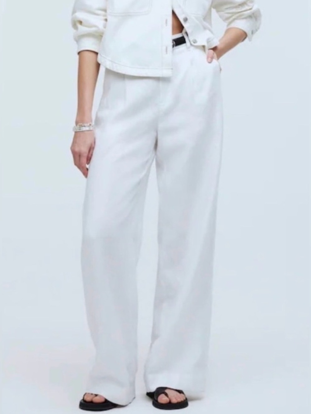 Madewell harlow wide leg pant linen white size 12